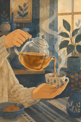 Slow Morning Tea Pour Close-Up