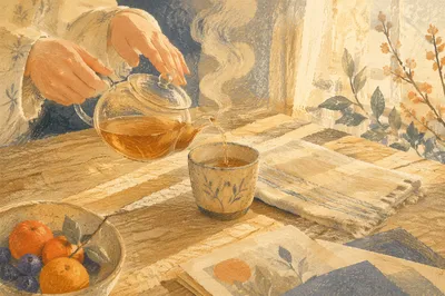 Quiet Morning Tea Ritual in Sunlight