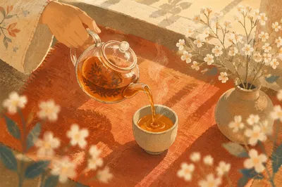 Slow Morning Tea Pour in Warm Light
