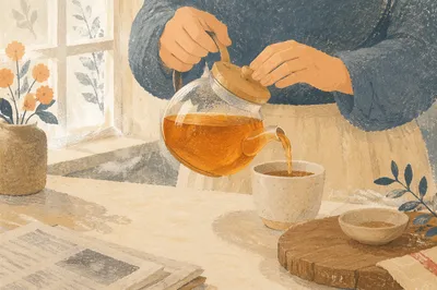 Slow Morning Tea Ritual in Kitchen
