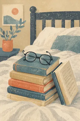 Cozy Books and Glasses Morning Still Life