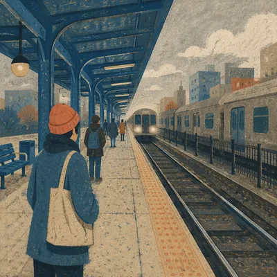 Calm Morning Subway Platform Arrival Scene