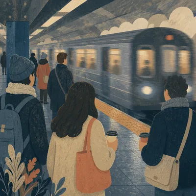 Morning Subway Platform Commuter Arrival Scene