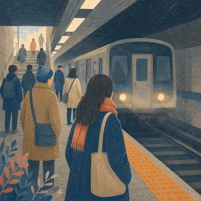 Early Morning Subway Platform Arrival Scene