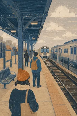 Calm Morning Subway Platform Arrival Scene