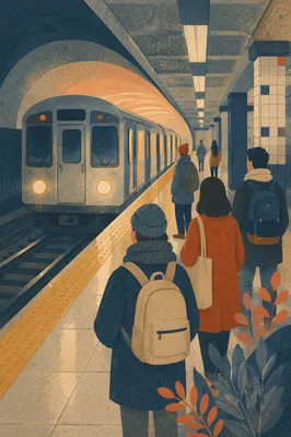 Early Morning Subway Platform Commute Scene