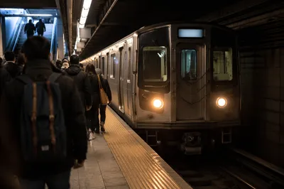 Early Morning Subway Platform Commute Scene
