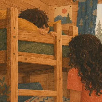 Cozy Summer Camp Cabin Bunk Bed Morning