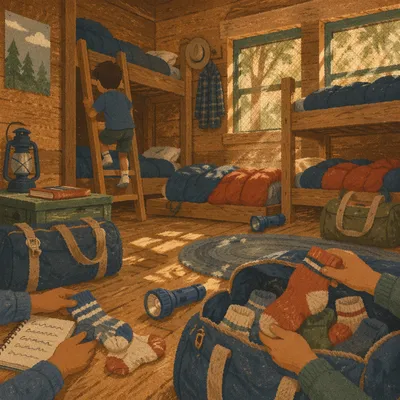 Cozy Summer Camp Cabin Bunk Beds