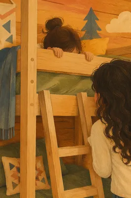 Cozy Summer Camp Cabin Bunk Bed Morning