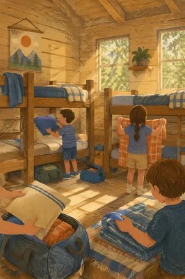 Rustic Summer Camp Cabin Bunk Beds