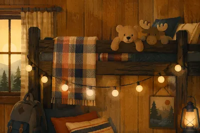 Cozy Summer Camp Cabin Bunk Bed