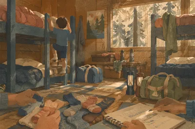 Cozy Summer Camp Cabin Bunk Beds