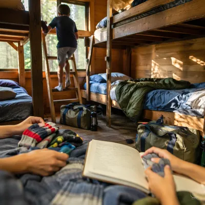 Cozy Summer Camp Cabin Bunk Beds