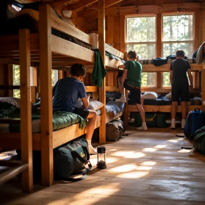 Kids Settling Into Summer Camp Cabin