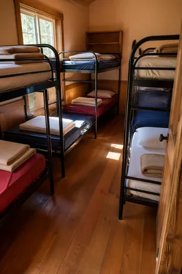 Quiet Summer Camp Cabin Bunk Room