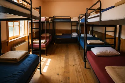 Quiet Summer Camp Cabin Bunk Room
