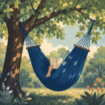 Peaceful Summer Hammock Reading Under Trees