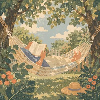 Peaceful Summer Hammock Reading Under Trees