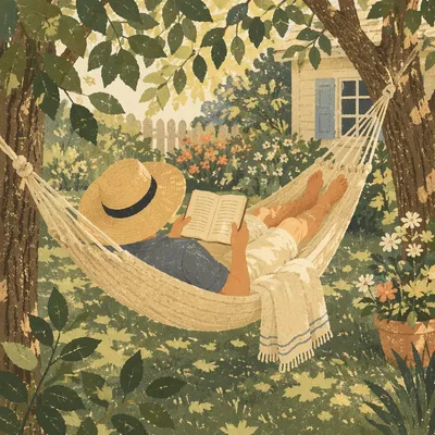 Peaceful Summer Hammock Reading Under Trees