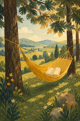 Sunny Hammock Rest Beneath Pine Trees