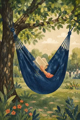 Relaxing Summer Hammock Beneath Shade Trees