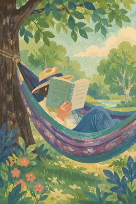 Summer Hammock Reading Beneath Shady Trees
