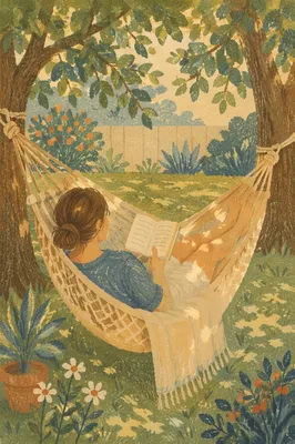 Peaceful Summer Hammock Reading Under Trees