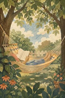 Peaceful Summer Hammock Reading Under Trees