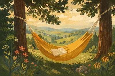 Summer Hammock Rest Beneath Pine Trees