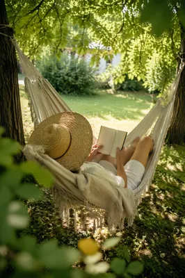Relaxing in a Summer Garden Hammock