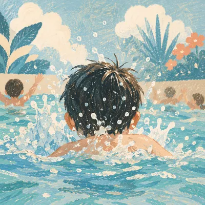 Kids Splashing at Summer Pool Party