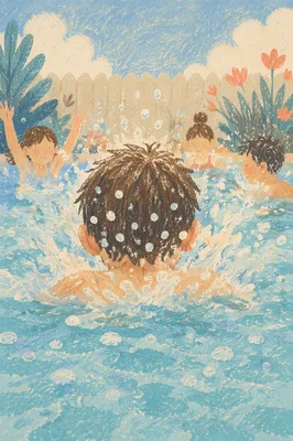 Kids Splashing at Summer Pool Party