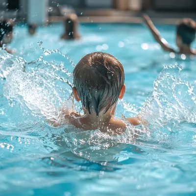 Kids Splashing at a Summer Pool Party