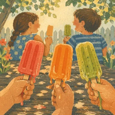 Kids Laughing with Melting Summer Popsicles