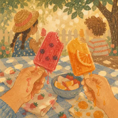 Kids Holding Melting Summer Popsicles