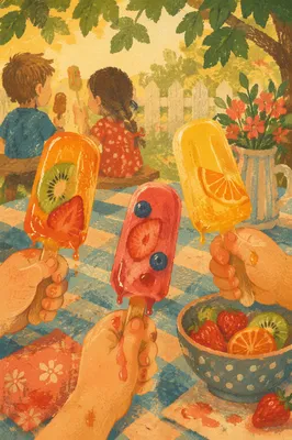 Kids Holding Melting Summer Popsicles