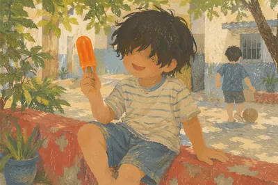 Laughing Child with Summer Popsicle
