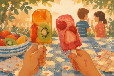 Kids Laughing with Melting Summer Popsicles