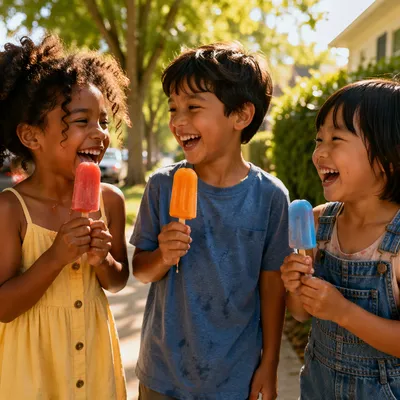 Kids Laughing with Melting Summer Popsicles