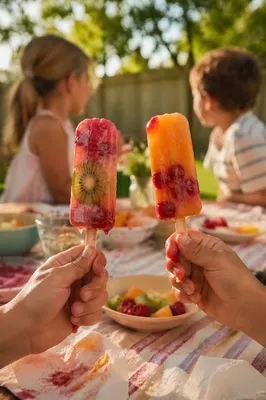 Kids Holding Melting Summer Popsicles