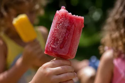 Kids Laughing with Summer Popsicles Close-Up