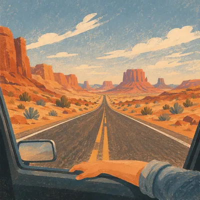 Golden Hour Summer Desert Road Trip