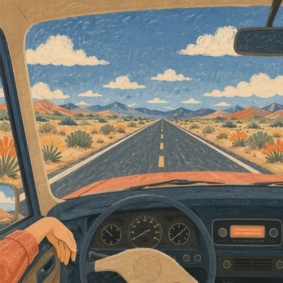Summer Highway Road Trip with Open Windows