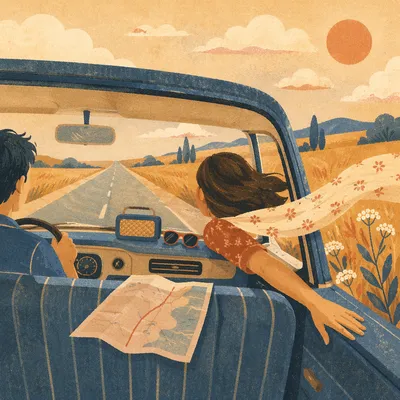 Carefree Summer Highway Road Trip Scene