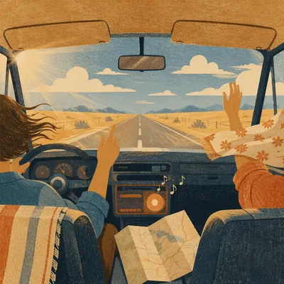 Carefree Summer Highway Road Trip Scene