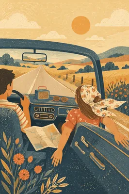 Summer Highway Road Trip with Open Windows