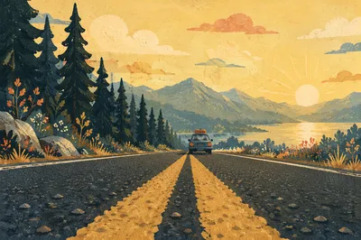 Summer Highway Road Trip Freedom Scene