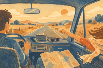 Summer Highway Road Trip with Open Windows