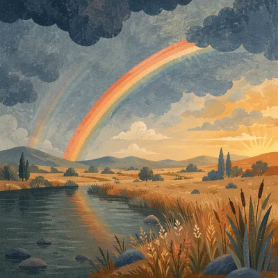 Peaceful Wetland Sunrise After Storm